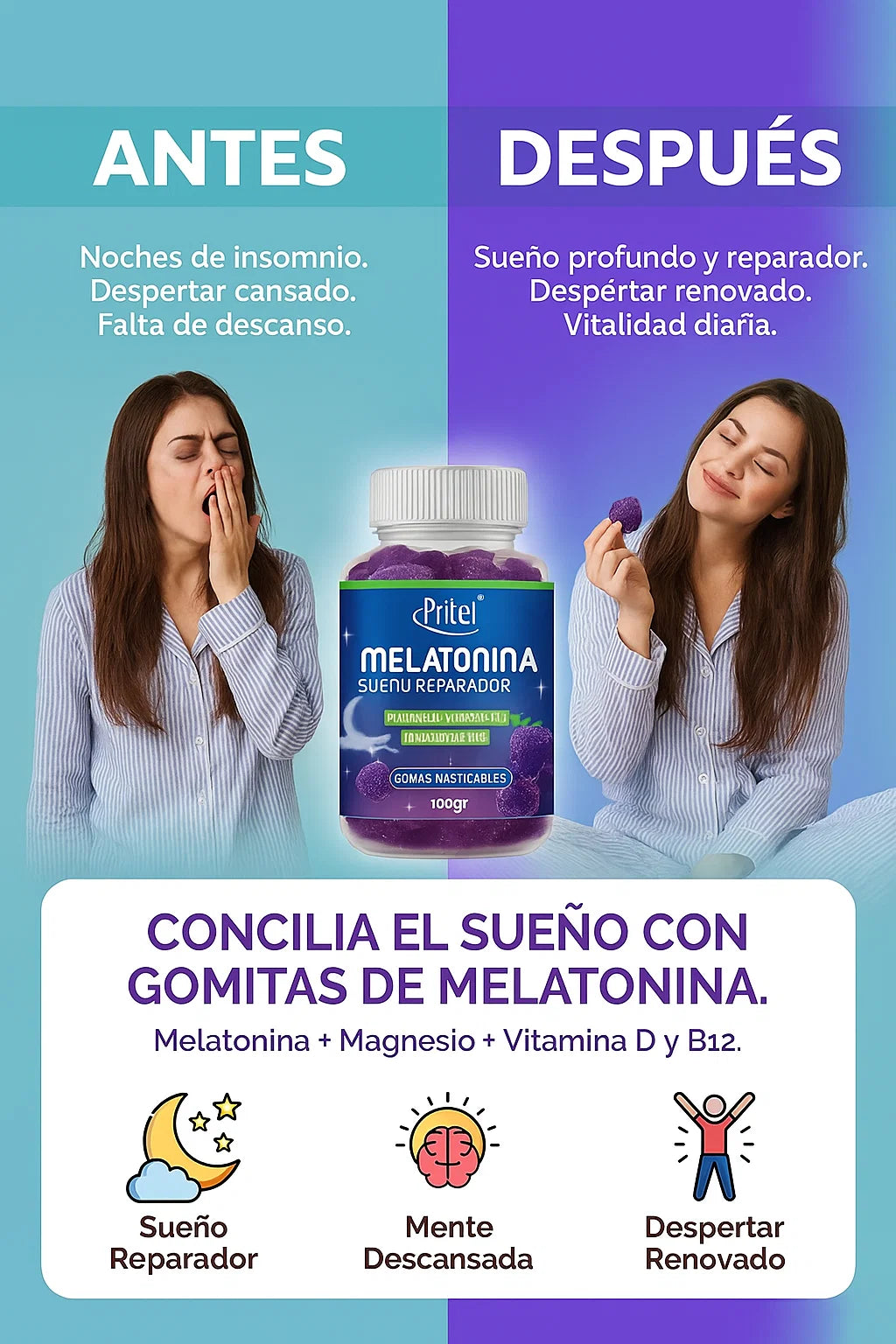 Gomitas de melatonina 2x1